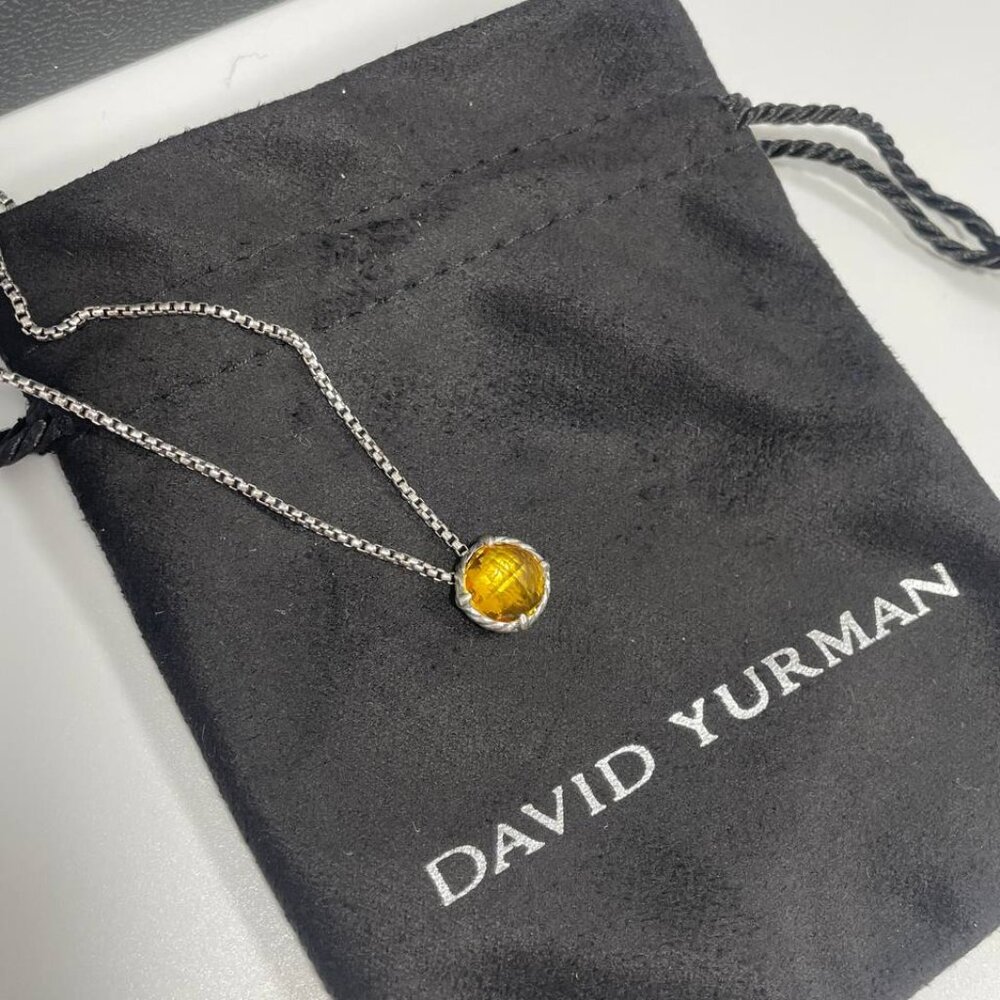 Authentic David Yurman Chatelaine Necklace Yellow Citrine Gemstone and Silver